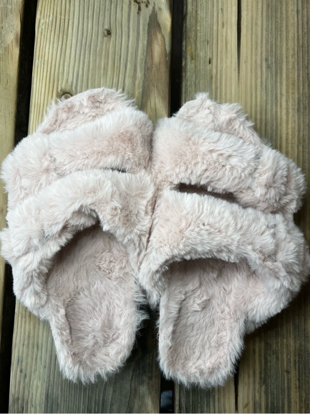 Kidmi Fuzzy Slippers With Cork Footbed Fluffy Sides. Adjustable Buckle Size 5/6